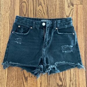 Black distressed jean shorts size 2